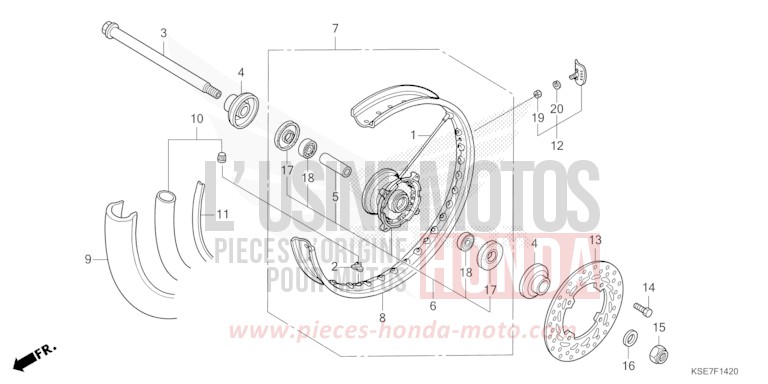 FRONT WHEEL for CRF150R "Big wheels" EXTREME RED (R292) from 2022